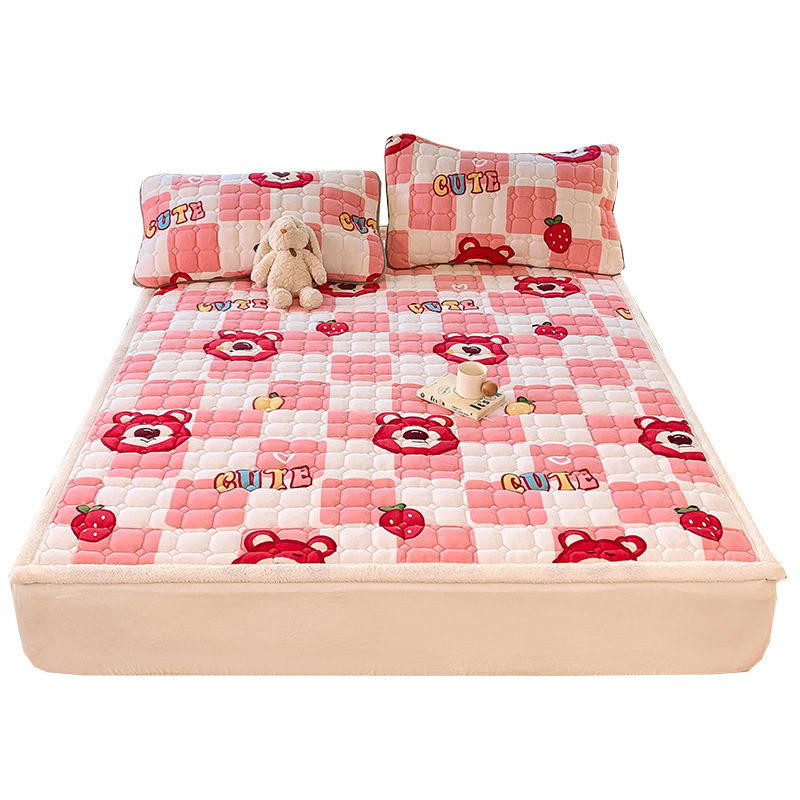 Leche de coral cama de peluche cojín mantas de invierno domésticas cama de cama de peluche dormitorio de estudiantes una sola peluche