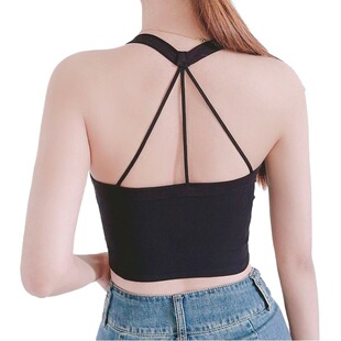 Pure Cotton halter cross back spring and summer new camisole underwear one-piece with chest pad inner wear outer wear base