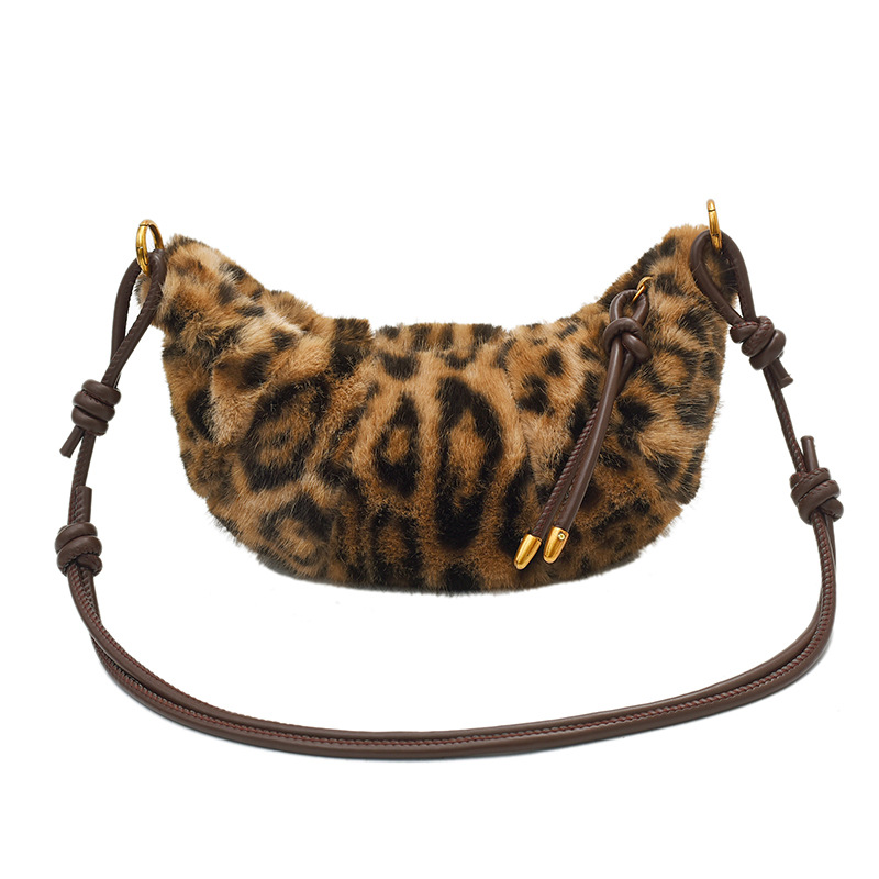 Bolsa de moda transfronteriza de lana estampada debajo de la axila para mujeres otoño / invierno 2025 nueva moda bolso de corn de toro simple bolso de hombro