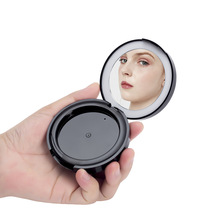 黑色粉饼盒遮瑕膏分装盘腮红盒化妆品带镜子化妆盒便携手持高清镜