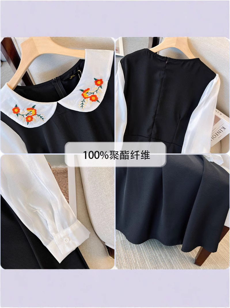 60-150kg Plus Size Dress 2025 Spring and Autumn New Loose Style Fat Sister Long Sleeve Round Neck College Style