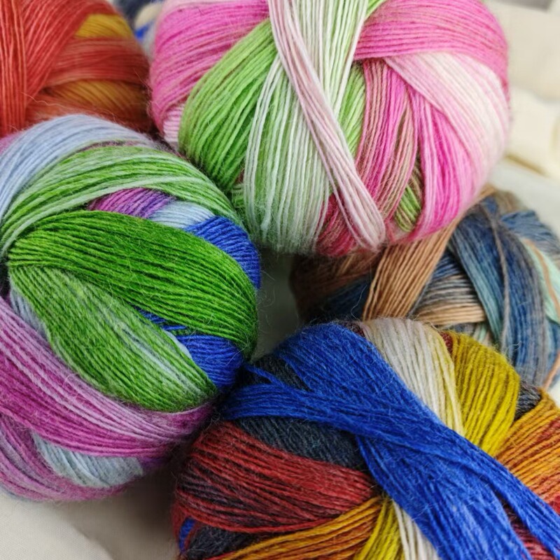 German 600 m Long Dyed Gradual Magic Ball Rainbow Wool Wool Wool Wool Wool Lace Wool Scarf