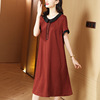 夏季2023新款短袖宽松显瘦复古妈妈装连衣裙