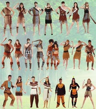 万圣节服装 cos演出衣服成人男女土著人原始人印第安豹纹野人服装