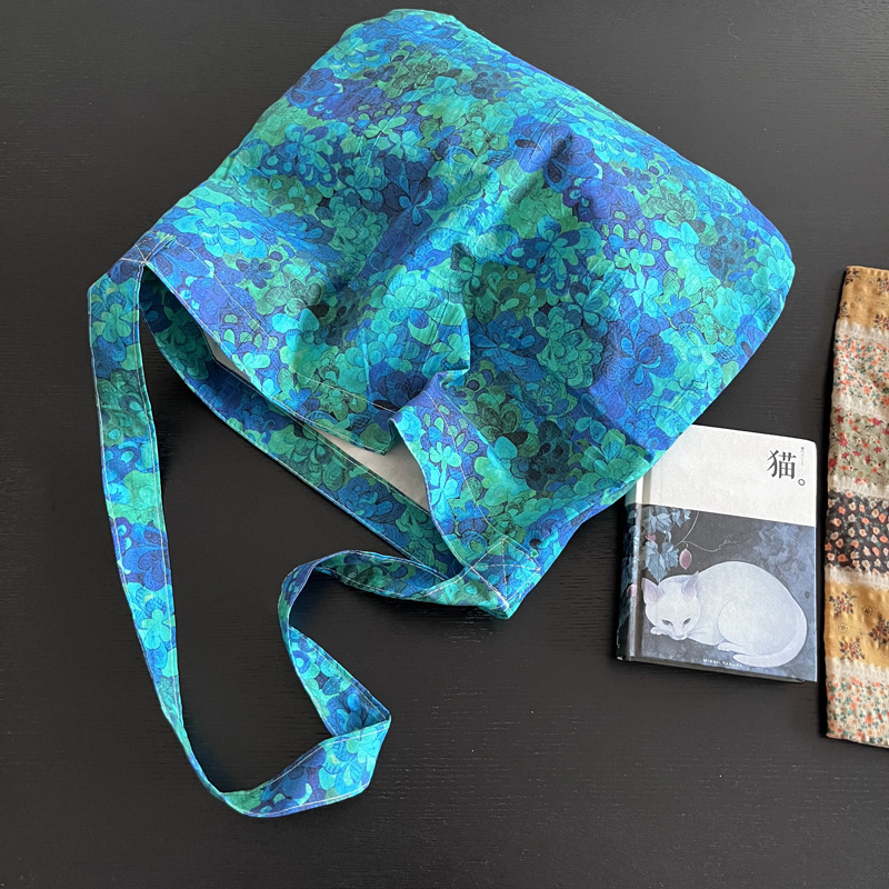 Summer New British Lieberti Green Thin Cotton Bag All-match Shoulder Bag Crossbody Bag French Floral Bag