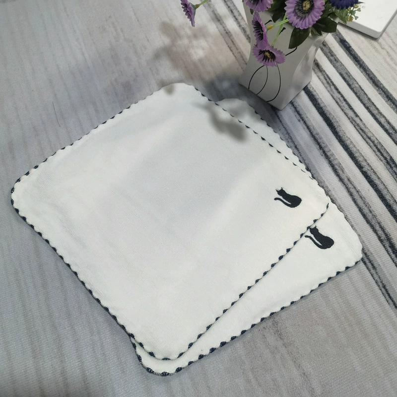 Специальное предложение на день одиночный ФРАНЦИЯ Черный Кот Вышивка вьющийся хлопок одностороннего кроя бархатный маленький квадратный носовой платок детское полотенце
