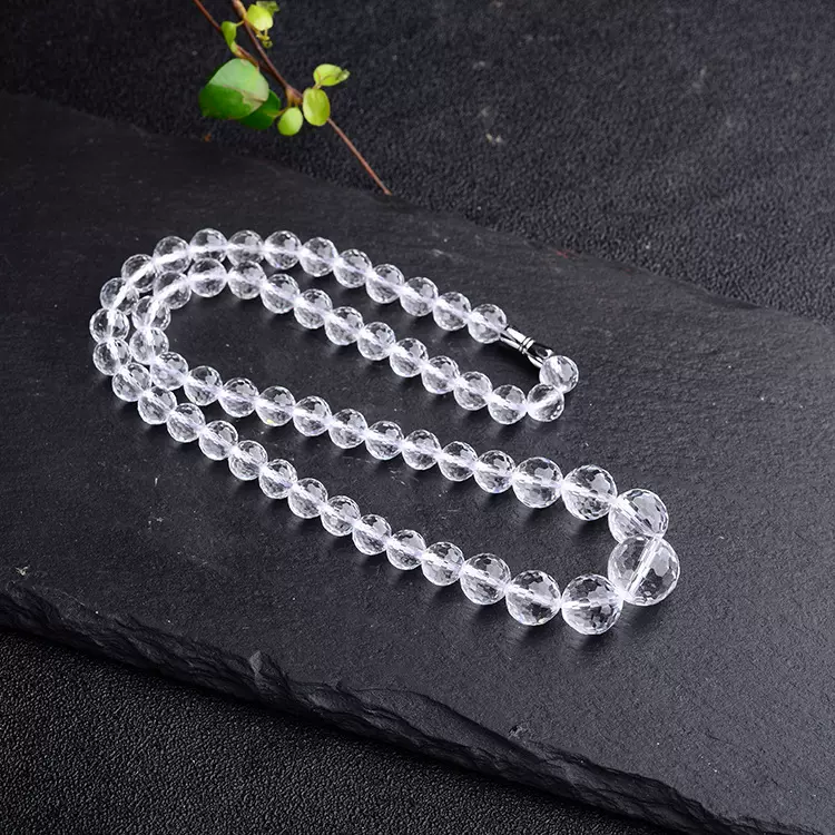 天然白水晶茶水晶项链女男水晶吊坠本命年塔链公主链全家福项链