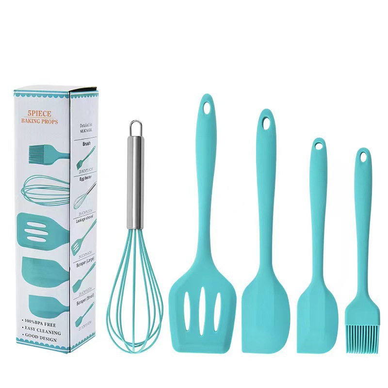5 piezas de herramientas de cocina, raspadora, cepillo de aceite, batidor de huevos, pala de fugas, pastel, cocina, conjunto de 5 piezas image 9