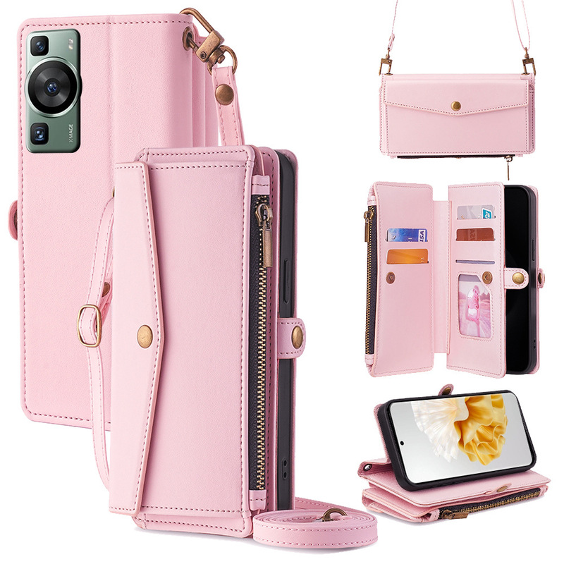 Suitable for Huawei Pura90Pro Mobile Phone Case P60 Cross-Body Shoulder Strap Mate80 Leather Fashion Mobile Phone Protective Case