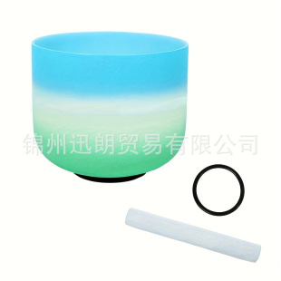 Blue, White and Green/Colorful 8inch Crystal Quartz Frosted Bowl/Sandal Bowl Sound Therapy Singing Bowl Meditation/Crystal Singing Bowl