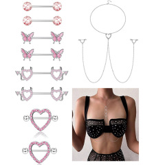 AliExpress Amazon Heartbeat Little Demon Nipple Chain Women's European and American Sexy Nightclub Fashion Milk Chain Water Diamond Body Chain