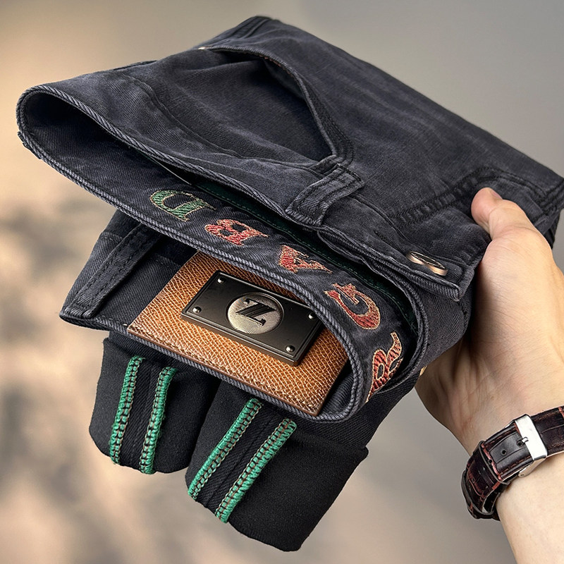High-End Men's Jeans 2026 New Summer Thin Casual Versatile Wrinkle-Resistant Straight Slim-Fit Long Pants for Men