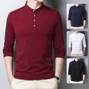 A generation of new cotton T-shirt collar POLO shirt young men's fashion long sleeve T-shirt men's base shirt