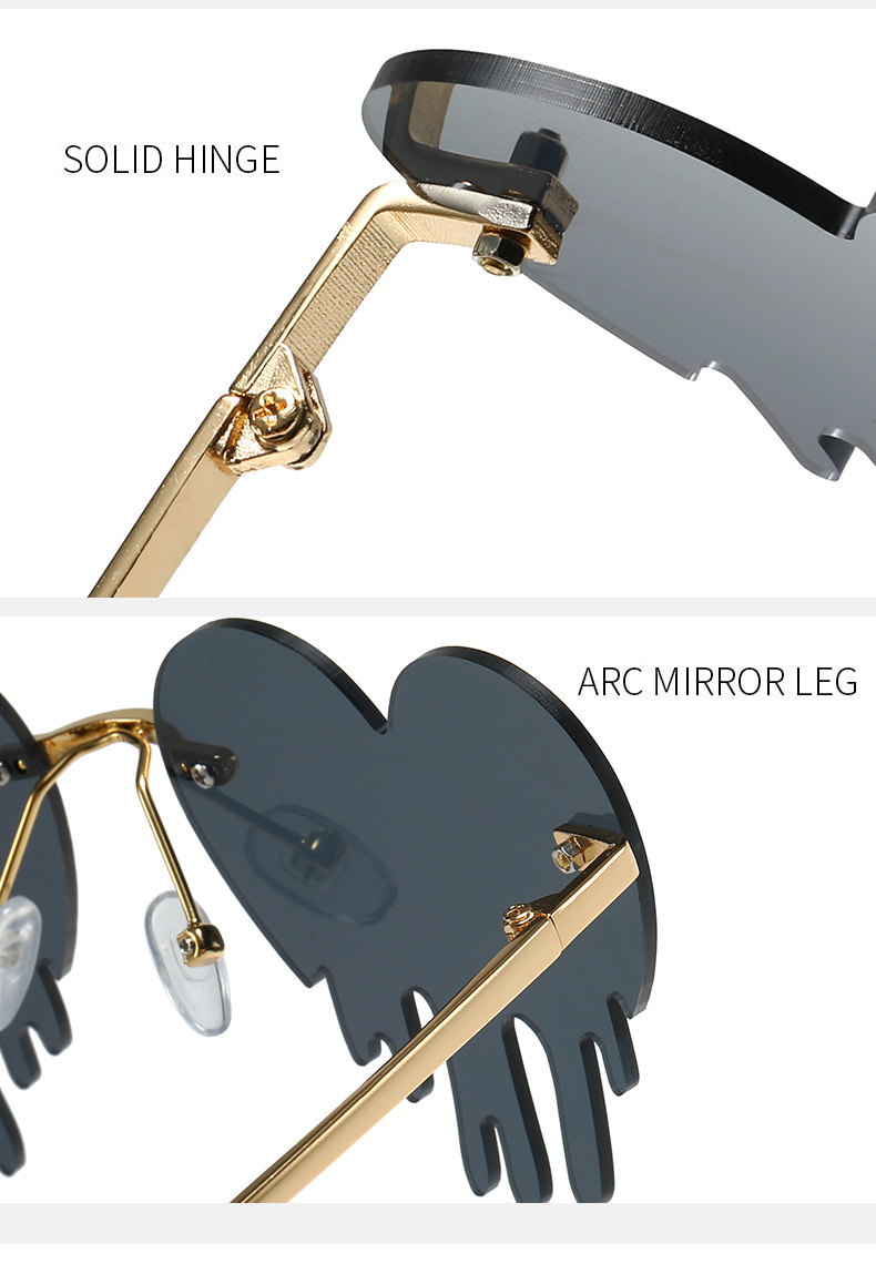 50g Weight Frameless Glasses Structure Sunglasses Classification PC, UV400 Protection Lens Material Special-Shaped Mirror Glasses Style Outdoor, Beach Occasion Heart Shape Pattern All Seasons Season Unisex Gender Novelty, Modern Style Style Novelty Modern Style Heart Shape PC UV400 Protection Special-Shaped Mirror Frameless Women's Sunglasses 5