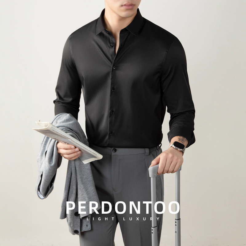 【Light Luxury Series】First-Class Mercerized Cotton Shirt for Men, Seamless, High-End Feel, Business Wrinkle-Free Shirt, Anti-Wrinkle Shirt