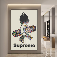 Modern Minimalist KAWS Bear Entrance Decor Painting, Block Trend Hallway Wall Art Living Room Luxury Floor Painting Stand