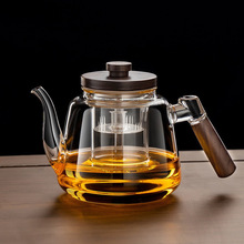 侧把玻璃煮茶壶木把蒸煮两用煮茶器加厚家用过滤电陶炉烧水泡茶壶