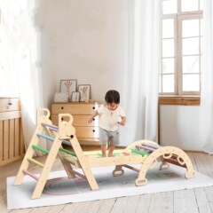 木製子供用折りたたみ式クライミングフレーム、家庭用早期教育用ベビー用はしご、幼児用感覚統合トレーニング器具