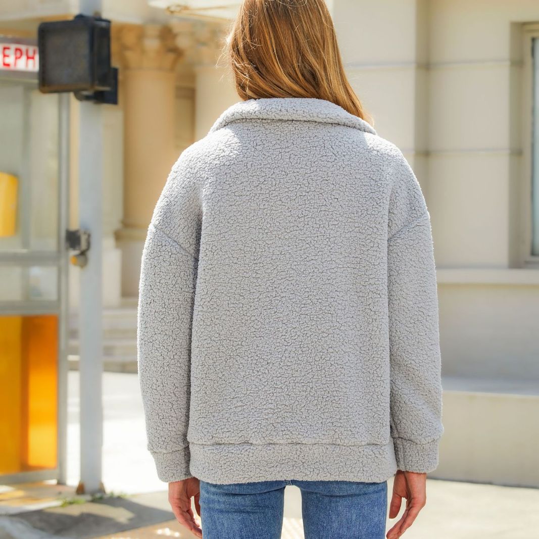 Women's Clothing clothing autumn and winter new fashion long sleeved cardigan zipper plush stitching women's jacket_voghion.com
