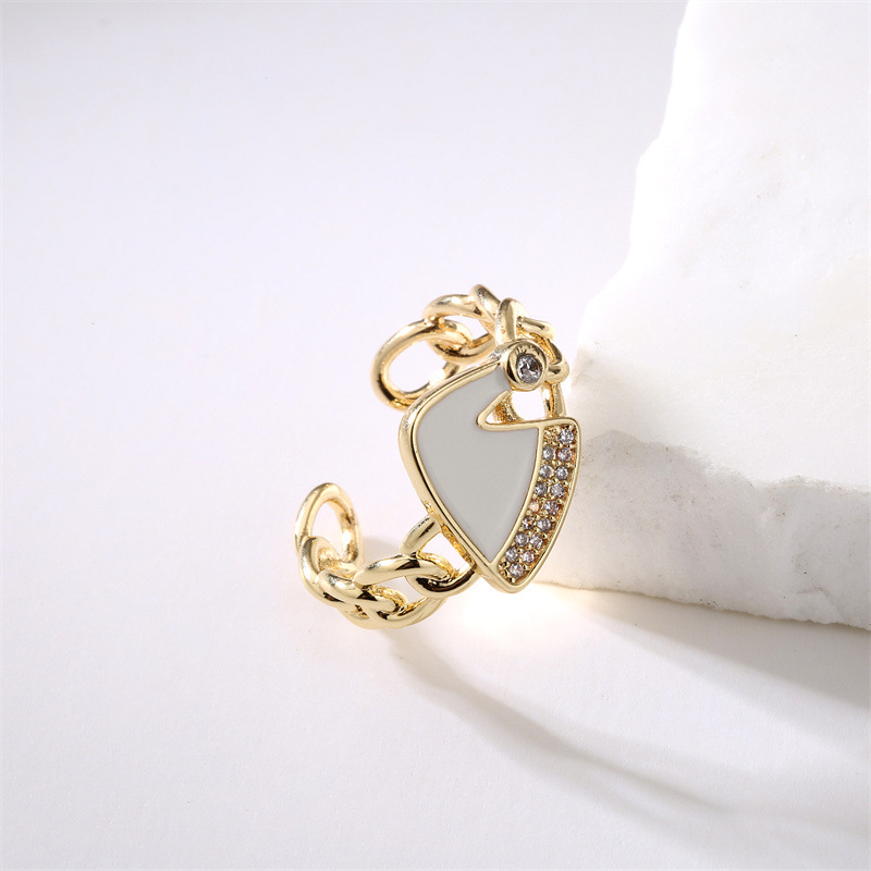 Lady Christmas Hat Santa Claus Copper Zircon Open Ring 1 Piece