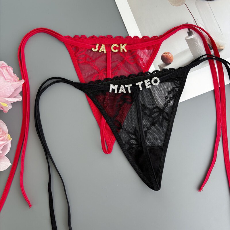 Cross-Border Sexy Custom Thong Straps Personalized Body Jewelry Rhinestone Letter Underwear Women's T-Back Cross-Border Sexy Custom Thong Straps Personalized Body Jewelry Rhinestone Letter Underwear Women's T-Back