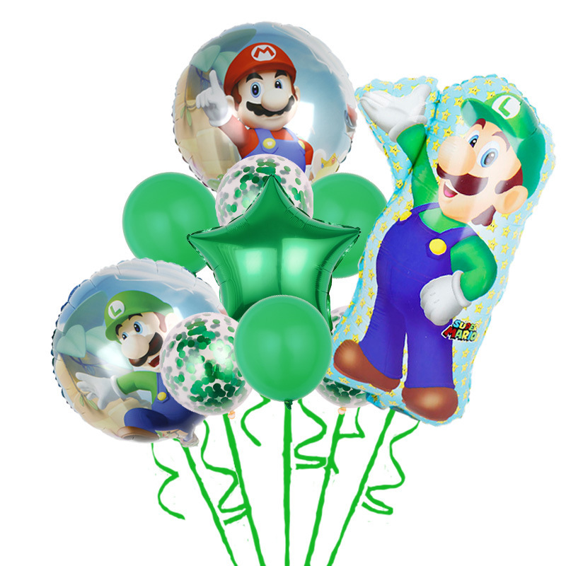 Transfronterizo Mario modelado de globos de aluminio Mario tema juego de cumpleaños diseño de juguete decoración del partido papel de aluminio