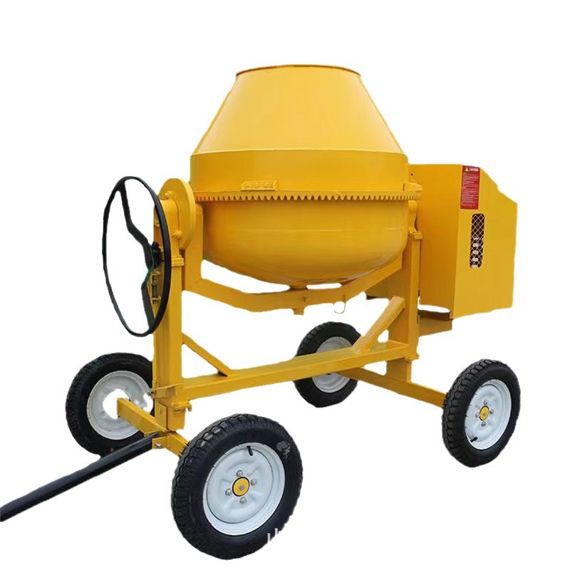 Mezcladora totalmente automática para obras de construcción de hormigón, tanque de almacenamiento de tambor de empuje manual, mezcladora de mortero diésel pequeña para uso doméstico.