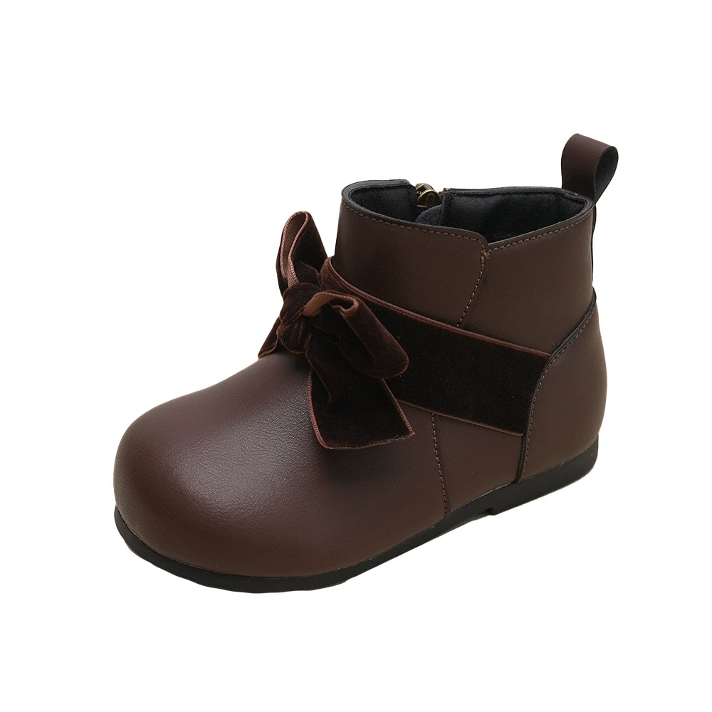 Сапожки "Round Skin Boots" от CBC для девочек, модные принцессные сапоги, весна-осень, однослойный бархат, бантик C247007