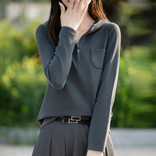 25春秋款跨境连帽针织衫双面德绒拉链帽衫卫衣保暖宽松打底衫批发