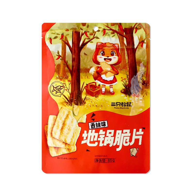 三只松鼠地锅脆片85g袋装锅巴薯片便携休闲小吃膨化食品包邮