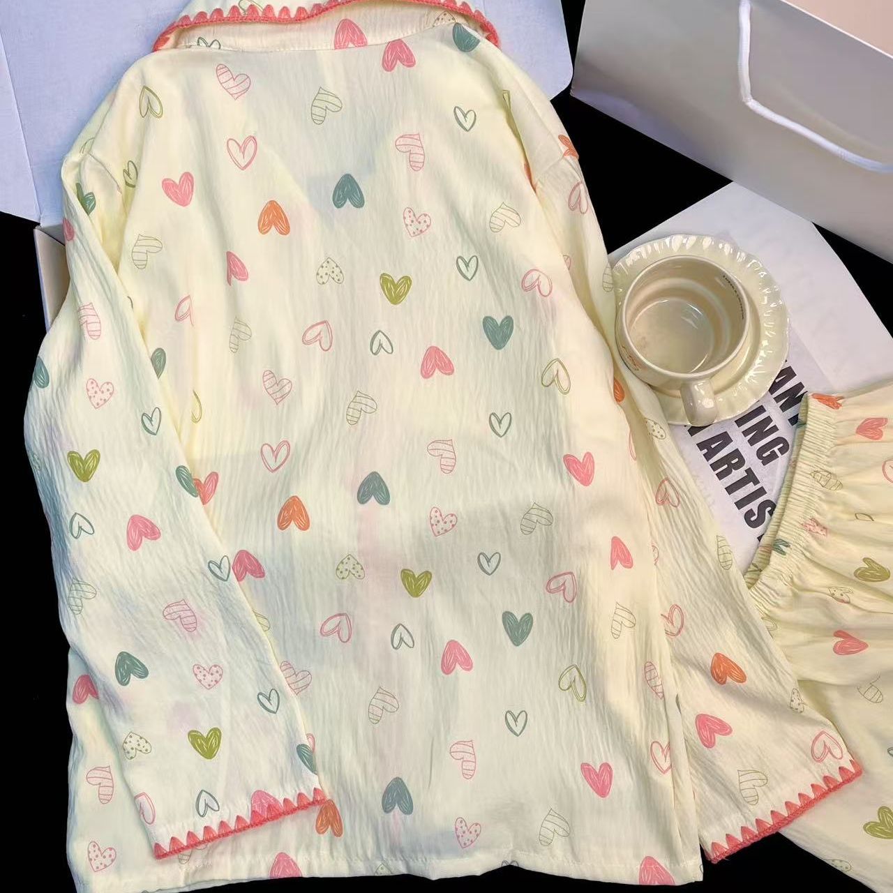 Chatter en vivo explosión con cojín de pecho primavera y otoño dulce nubes algodón de manga larga pijama de niñas estudiantes set de ropa de hogar