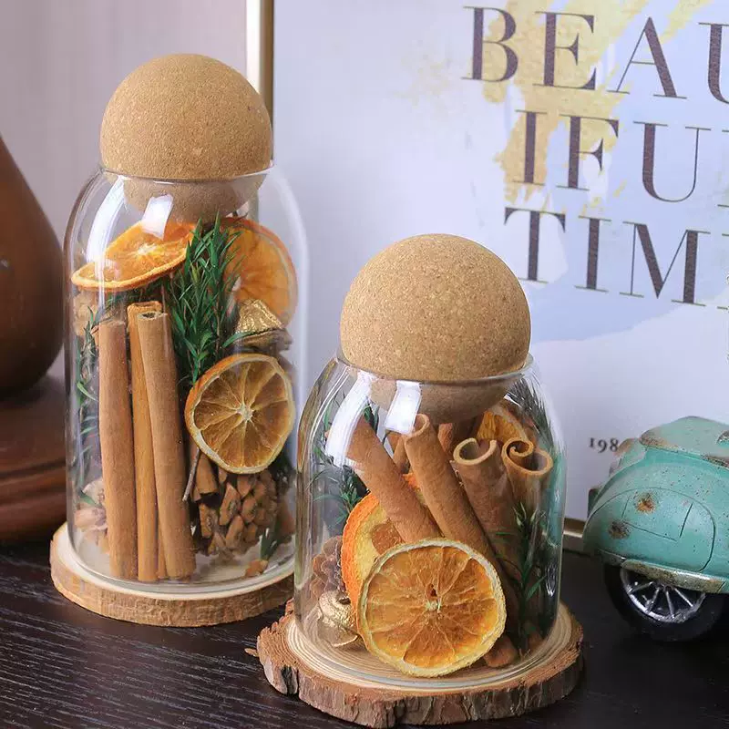 聚财能量瓶肉桂生财招财瓶干花花束桌面装饰家居摆件乔迁木球形瓶