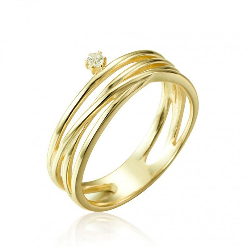 (Кросс‑бордер) медное бренд‑кольцо с цирконом, европейский стиль, простой и элегантный дизайн, 750 пробы золота, на указательном пальце
