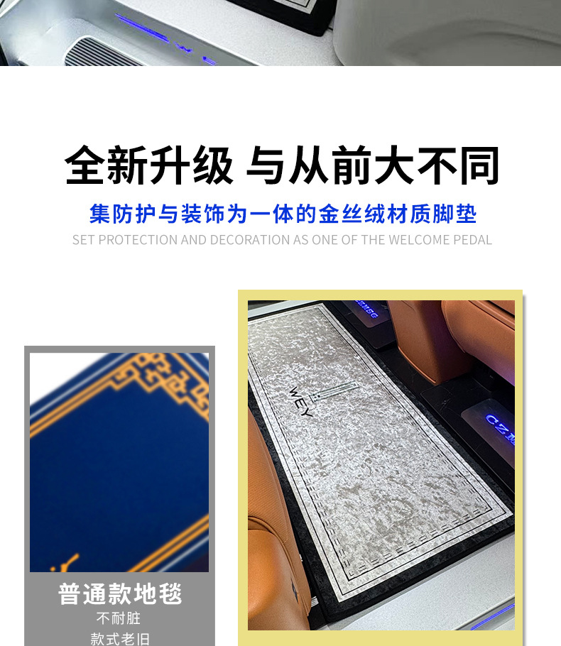 Wey Gaoshan Middle Row Floor Mats, Wey Gaoshan 7 8 9 Modified Floor Mats, Special Second-Row Carpets, Waterproof and Non-Slip