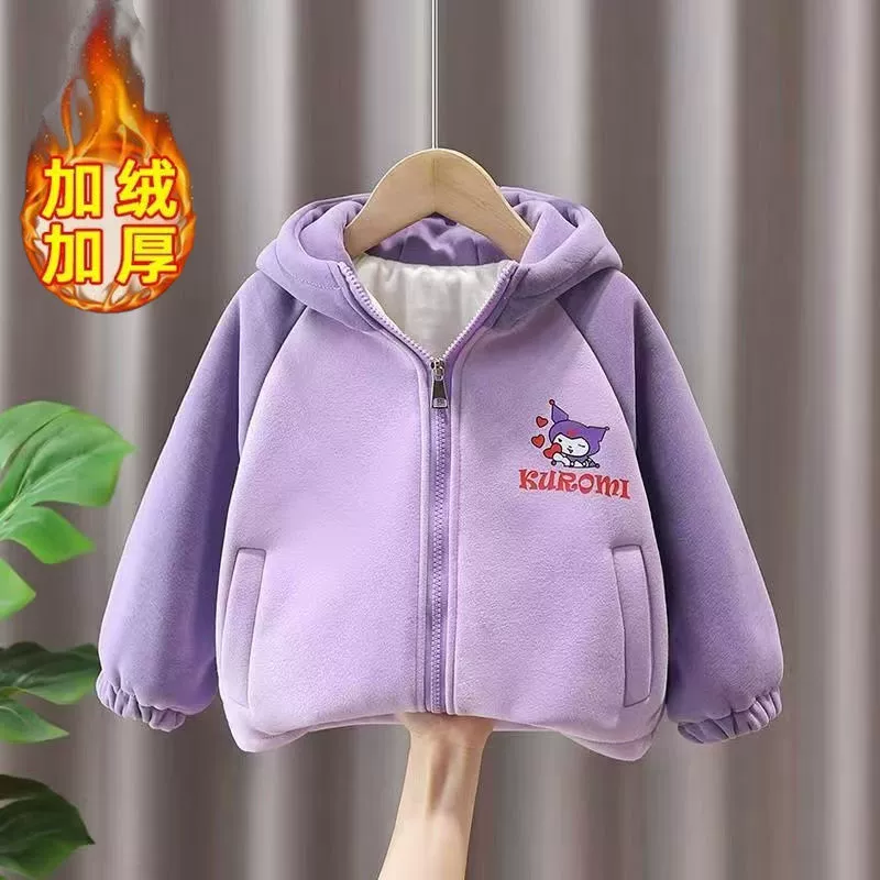 2024 новая мода для девочек детская рубашка на молнии мультяшная куртка зимний ребенок корейская версия с капюшоном