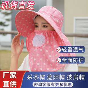 Sunscreen Sun Hat Women's Summer Work Sun Hat Full Face Mask Tea Picking Hat Outdoor Neck Protection Play Shawl Hat