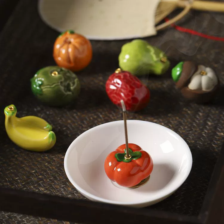 handmade ceramic simulation fruit incense plugs incense plugs creative ornament tea ceremony fragrant fragrant fragrant incense furnace line incense seat