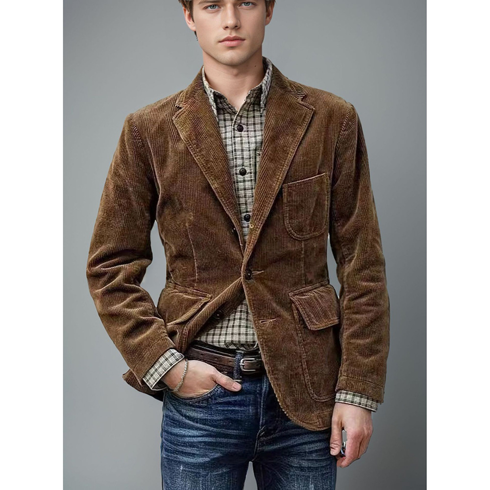 Abiti da uomo per uomo in primavera e autunno, giacche e gilet in velluto a coste per uomo_voghion.com