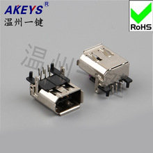 D型口USB  1394接口 6针脚180度贴片/插脚 两脚固定1394-02
