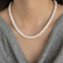 【人气款】韩版多层麦穗手工编制淡水珍珠项链，一股制品