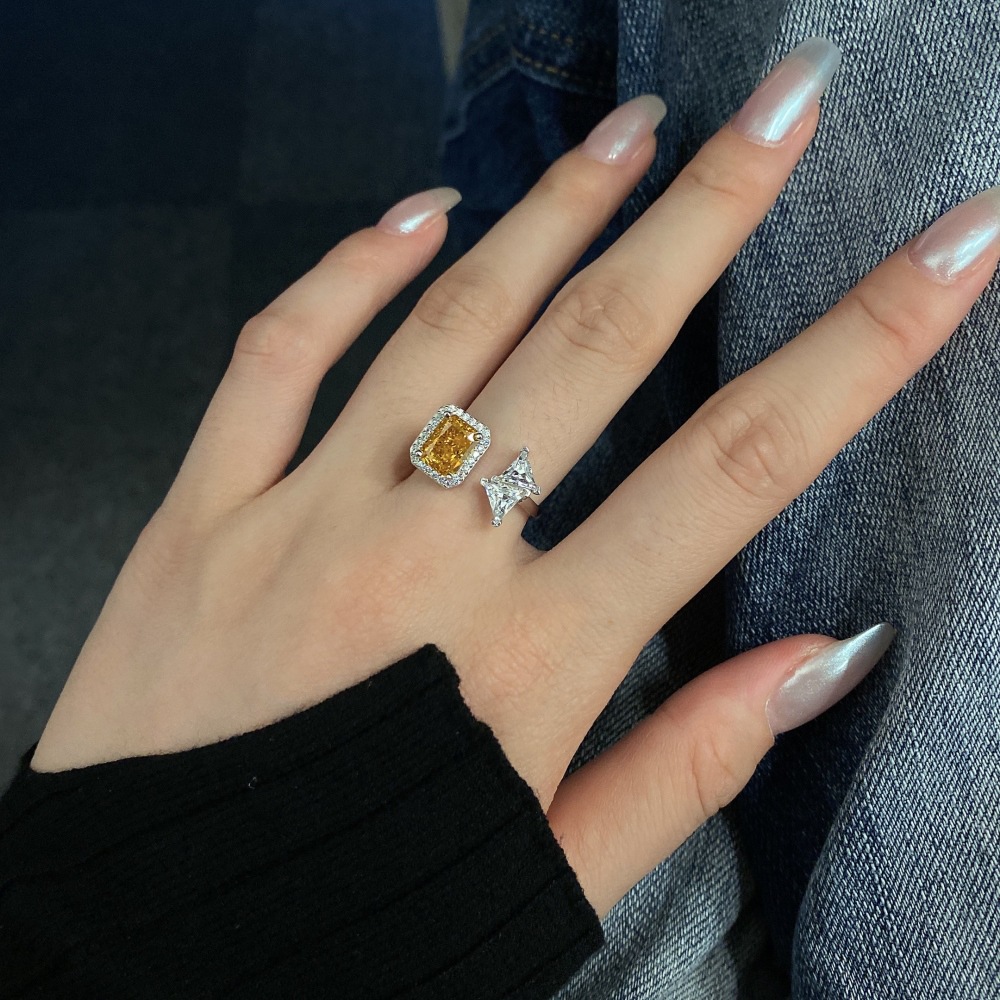 10g Weight 925 Sterling Silver Zircon U Shape Leaf Crown Rings