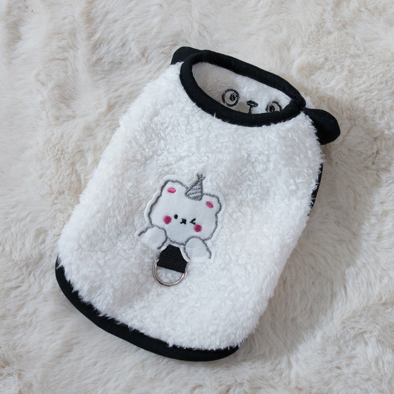 Nuevo Otoño e Invierno estilo coreano de dibujos animados Oso de tracción Chaleco de dos piernas ropa de terciopelo pequeño perro mascota primavera ropa de gato