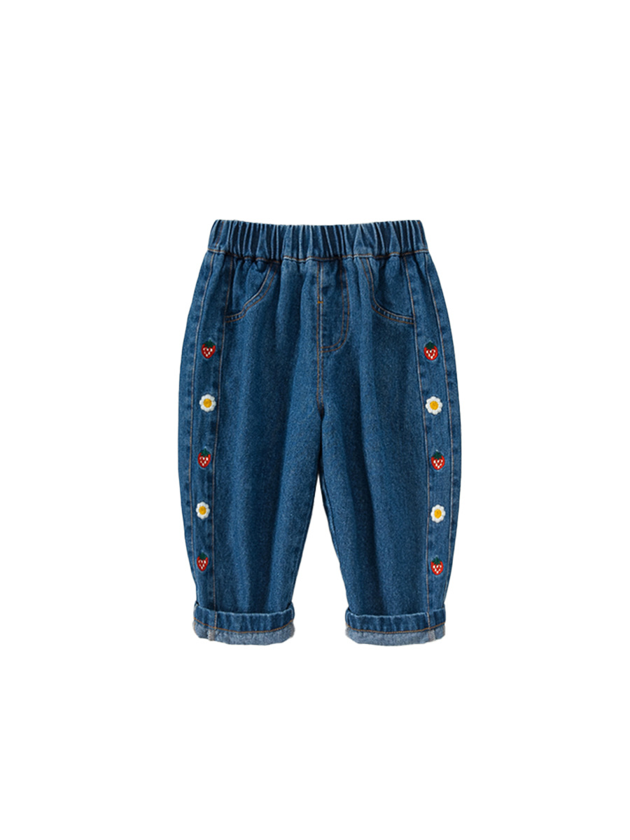 Jeans Youbao de Primavera y Otoño para Niñas, Jeans Bordados con Flores, Pantalones Infantiles, Pantalones Casuales Holgados y Elegantes para Bebés
