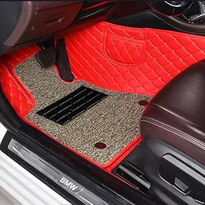 ring, fully surrounds the front and passenger Modelə uyğun ayaqaltı - double-layer-main-driving-red-leather-rice-brown-silk-circle