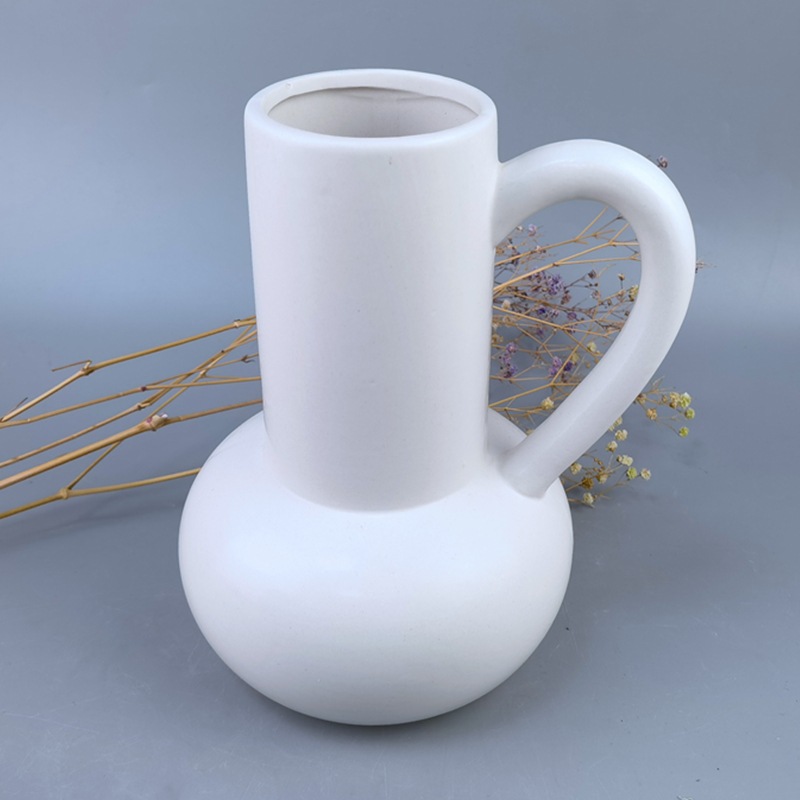 Jarrón de cerámica con forma de tetera, arreglo floral para sala de estar, artesanías con flores secas, regalos para días festivos, porcelana blanca, estilo minimalista moderno