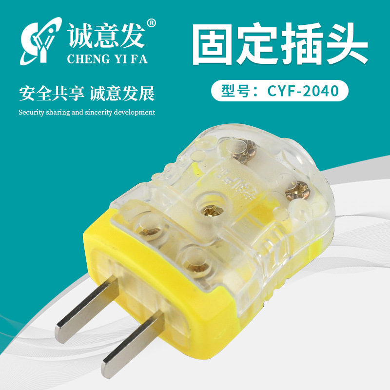 2040二极插头工程二脚二插连体铜插头家用家居电源插头插只批发