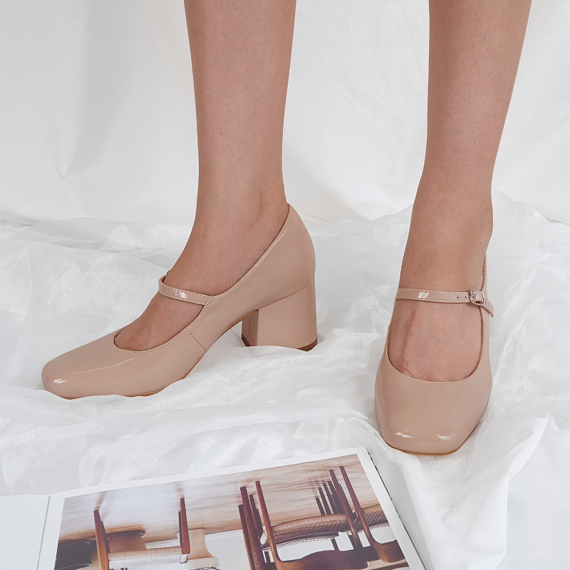 2025 New Cross-Border European and American Style Women's High Heels, Women's Closed-Toe Low-Heeled Dress Shoes, Cross-Border Dropshipping