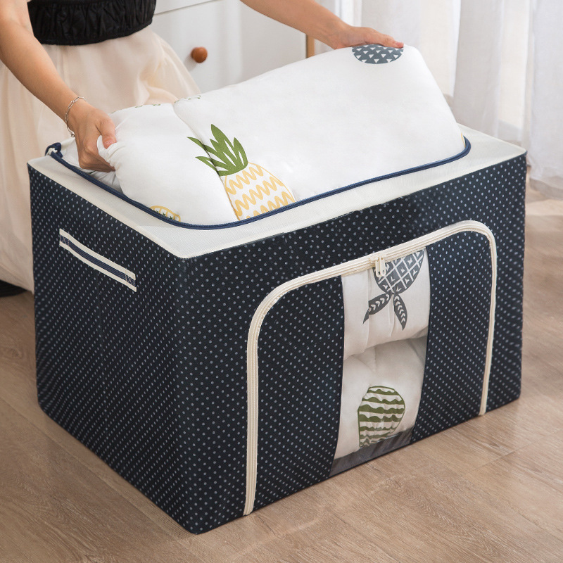 Caja de almacenamiento de ropa, caja de almacenamiento de ropa extra grande, cama de tela de Oxford, dormitorio de tela plegable, caja de almacenamiento de marco de acero