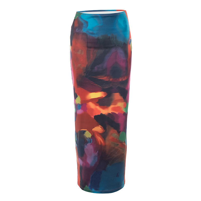 119g Weight Maxi Long Dress Dress Length Type Hip skirt Dresses Type Spandex, Polyester, Milk Silk Printing Fabric Type High Waist Waist Line High Elasticity Elasticity Daily Occasion Painted Function Slim Fit Type Geometric Pattern Spring, Autumn Season Women's Gender wind, Streetwear Style Women's Summer New Casual Painted Print Bare Midriff Slim Fit Sheath Long Skirt 11