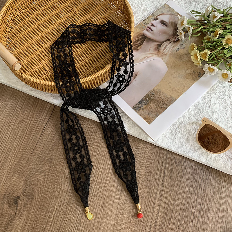 Nuevo colgante de moda de encaje de hadas trenzado correa de cabello flotante correa de cabello blanca correa de cabello universal temperamento correa de cabello hueco
